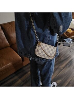 Louis Vuitton Damier Azur Pochette Accessoires Bag Pouch Mini